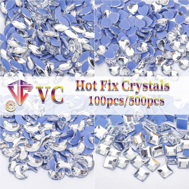 VC Glas 3D Hot Fix Strasssteine Flatback Glitzer Diamant Kristalle transparent für DIY Handwerk Dekoration - Bild 1