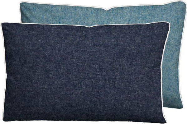 BIBERNA Bettwäsche Kissenbezüge aus Biber-Flanell in Blau, 100% Baumwolle, bügelfrei und atmungsaktiv, 80 x 80 cm
