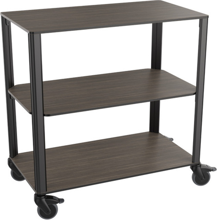 QUATRO Servierwagen aus Holz mit 3 Ebenen und Rollen, Walnuss, B/T/H: 90 x 51 x 92 cm