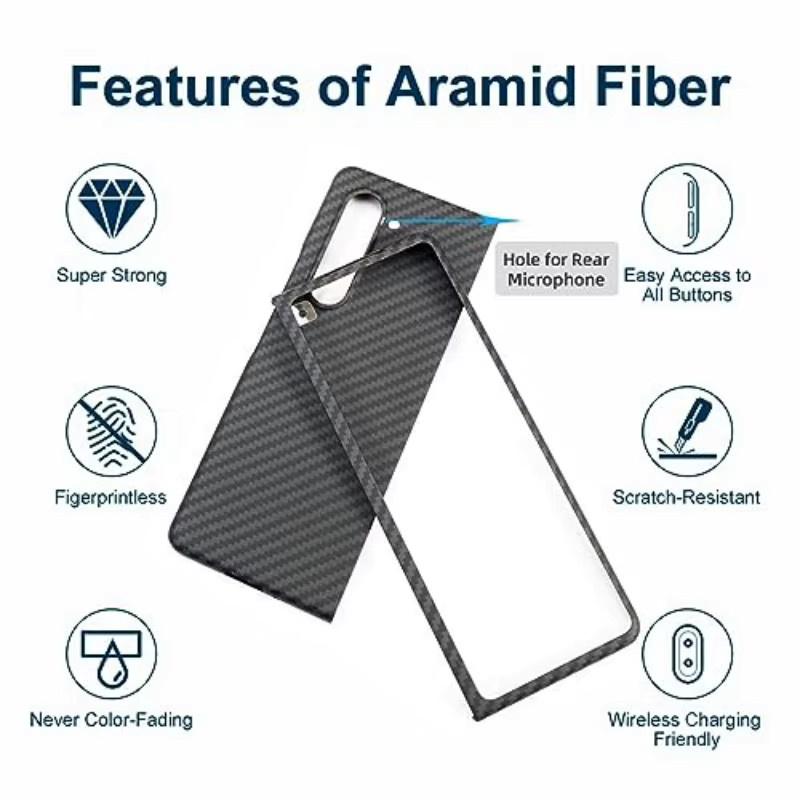 Samsung Aramid-Kevlar-Carbonfaser Handyhülle für Galaxy Z Fold 7, 6, 5 in Schwarz mit magnetischer kabelloser Ladefunktion - Bild 5