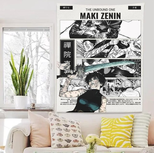 JMG Household Supplies Anime Wandbehang mit Gojo S, Sukuna und Yuji als ästhetische Wandkunst, Mehrfarbig, Breite: 90 cm, Höhe: 150 cm - Bild 1