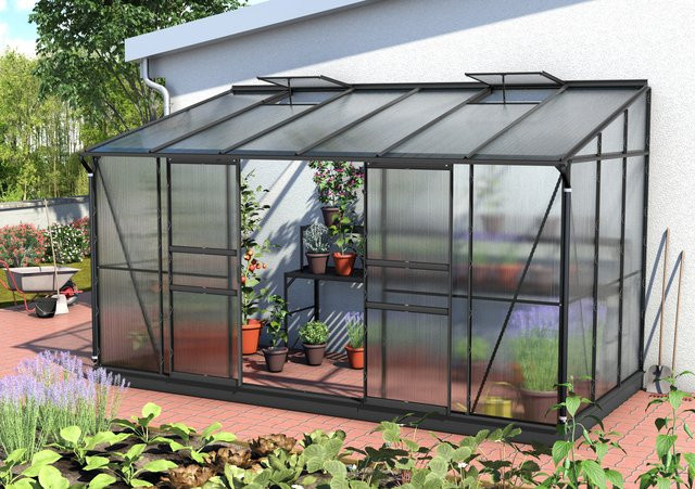 Vitavia Anlehn-Gewächshaus Ida 7800, Schwarz, 7,8 m², 4 mm HKP - Bild 1
