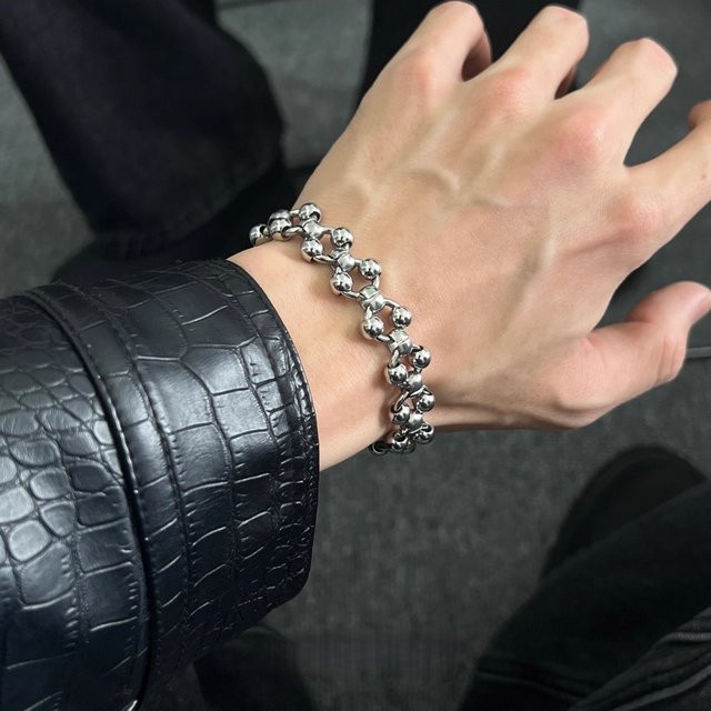 EDY STONE Armband, Titanstahl, Punk Hollow Ball, Unisex - Bild 1