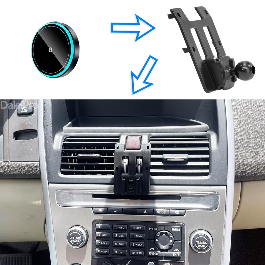 DaleiPro Magnetische Handyhalterung mit kabellosem Ladegerät und automatischer Klemmung für Volvo XC60 2009-2017, Schwarz - Bild 2