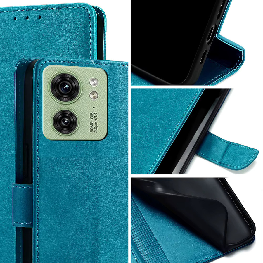 Business Brieftasche und Handyhülle aus Leder für Motorola Edge in Schwarz mit Kartenfächern - Bild 2