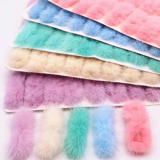 Rote Bowknot Nerz Fell Pompons mit Schleife, weiche DIY Pom Poms für Haar-Dekor und Handwerk, Durchmesser: 3 cm, Höhe: 7 cm - Bild 1