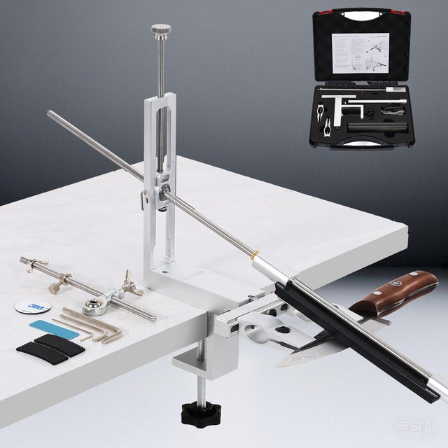 Sy tools Professioneller Winkelmesser-Afilierer mit 360-Grad-Drehfutterklammern, zwei Winkelverstellungssystemen, 4 Diamantsteinen und PP-Kunststoffaufbewahrungsbox in Silber - Bild 1