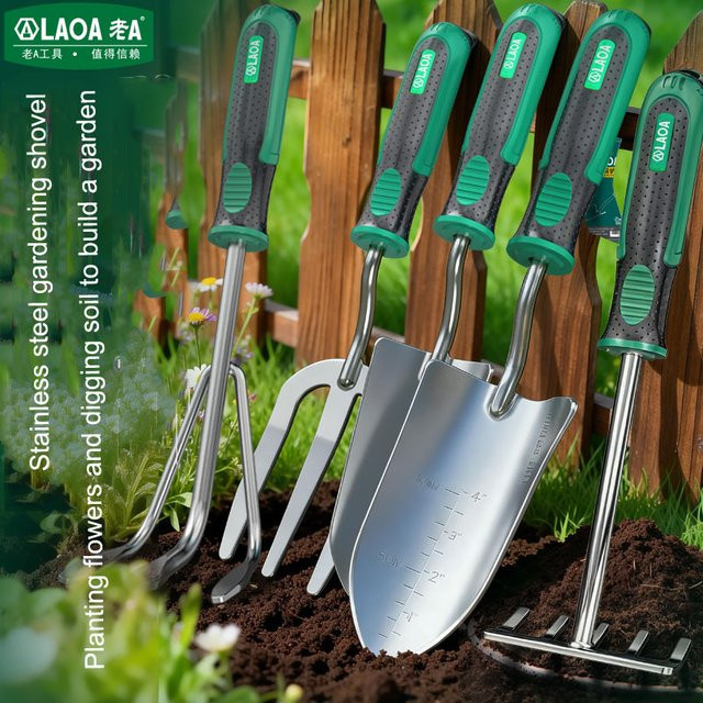 LAOA Edelstahl-Gartenschaufel in Silber für Topfpflanzen und Gartenarbeit - Bild 1