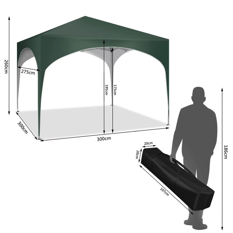 WOLTU Gartenpavillon Pop-Up Partyzelt mit Halbkreisdach, wasserdicht und zusammenklappbar, beige, B/T: 300 x 300 cm, Höhe: 260 cm - Bild 3