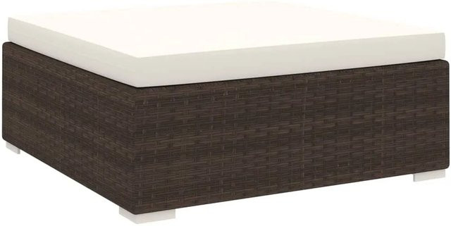 vidaXL Modular-Fußhocker aus braunem Poly-Rattan mit beigen Auflagen für den Außenbereich - Bild 1