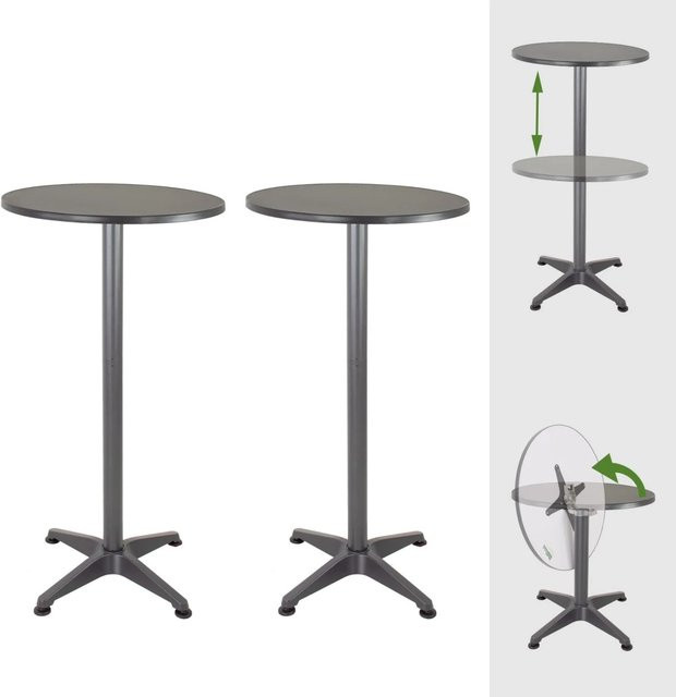 TRUTZHOLM 2er Set Stehtisch 2in1 höhenverstellbar Anthrazit Durchmesser: 60 cm, Höhe: 70 bis 115 cm - Bild 1