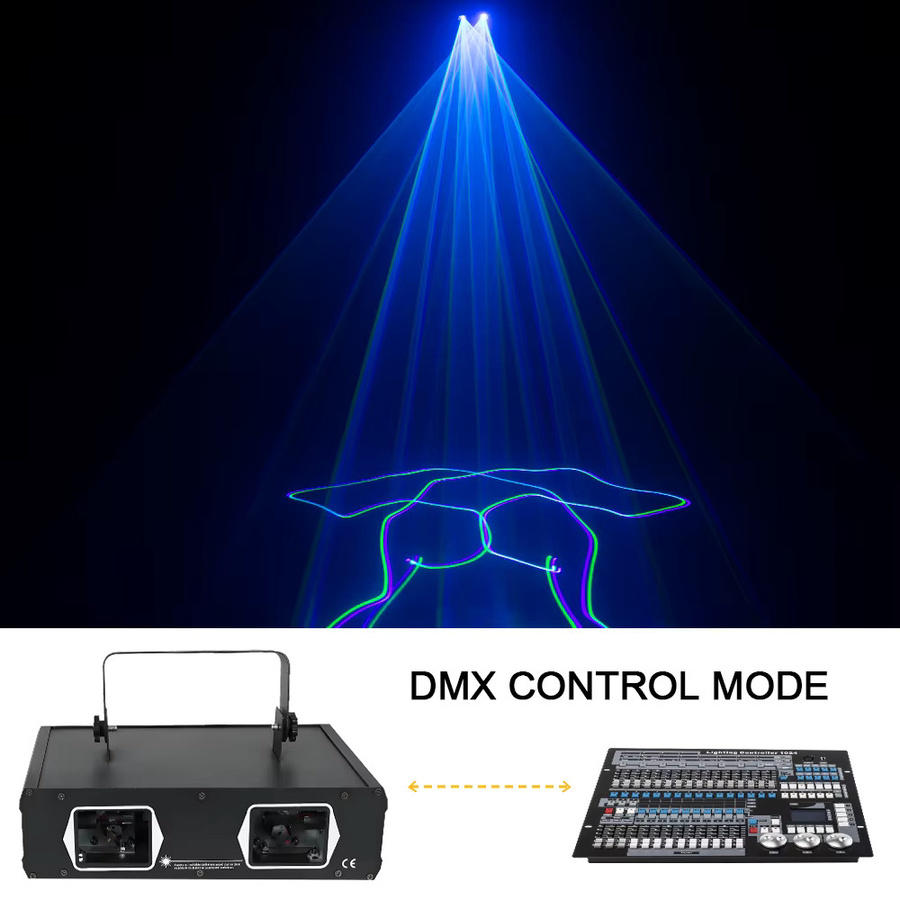 SHEHDS 2-Kopf RGB Laserlicht DMX512 Scan-Projektor in Schwarz für DJ, Party und Disco - Bild 3