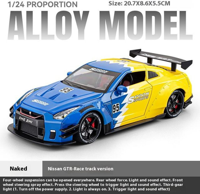GTR R35 Sprüh Supercar, Auto Modell, 1:24, Metall, mit Licht und Ton, ab 18 Jahren - Bild 1