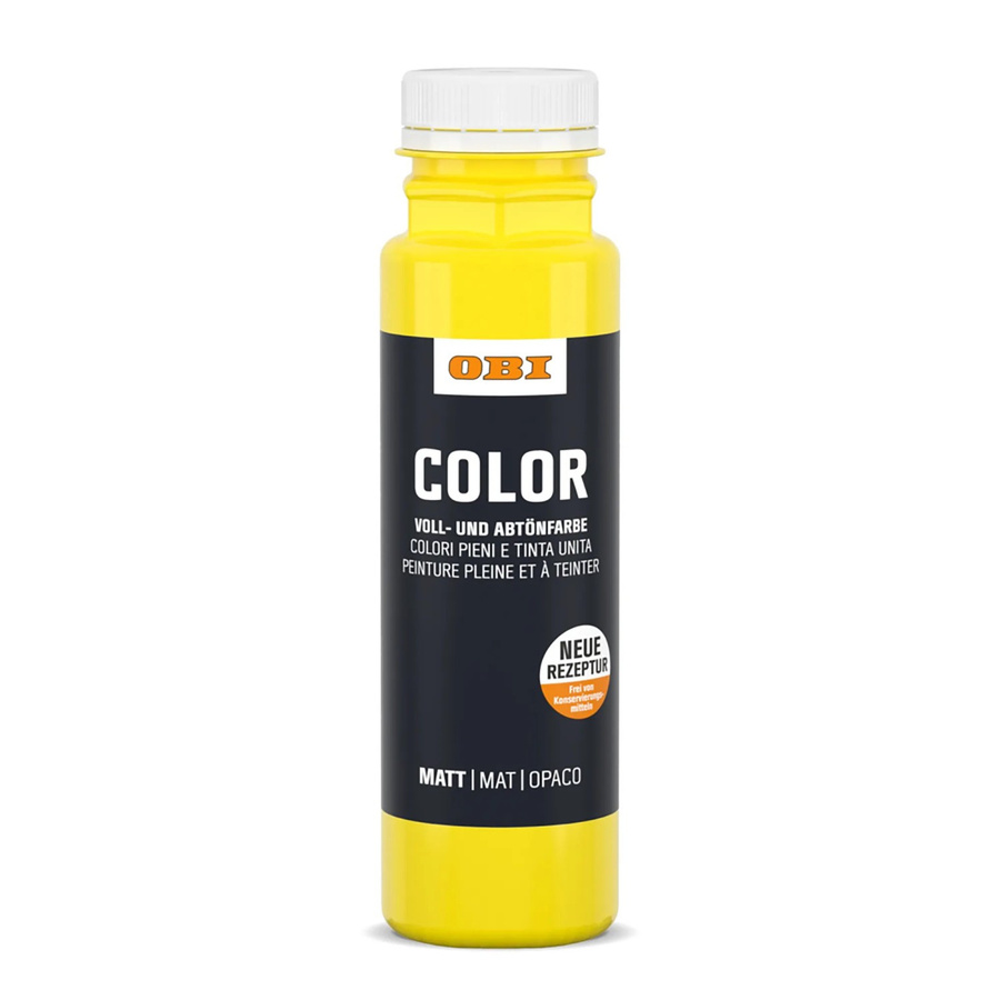 OBI Color Voll- und Abtönfarbe Gelb, wasserbasierte Dispersionsfarbe, 250 ml - Bild 2