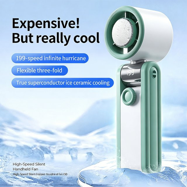 Tragbarer Mini-Kühlventilator von DO AS YOU WISH, faltbarer Hochgeschwindigkeits-Turbolüfter mit 3600 mAh Akku, wiederaufladbar - Bild 1