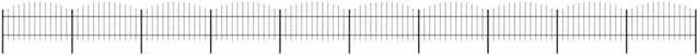 vidaXL Gartenzaun Palisade aus Stahl mit Speerspitze, Schwarz, B/H: 178,15 x 125 cm - Bild 1