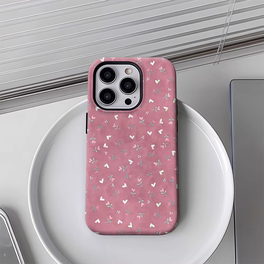Potdemiel Handyhülle mit Rosa Herz-Design für iPhone 17 16 15 14 13 Pro Max Plus, magnetische robuste Einzel- und Doppelschicht-Hülle, Farbe: Pink - Bild 4