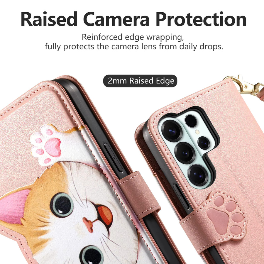 Lederhülle mit Riemen und Reißverschluss für Samsung Galaxy S26 Ultra S25 Edge S24 S22 Plus S23 FE A57 A27 A37 A56 A36 A55 mit Karten- und Handyfach in Grün und Pink - Bild 4