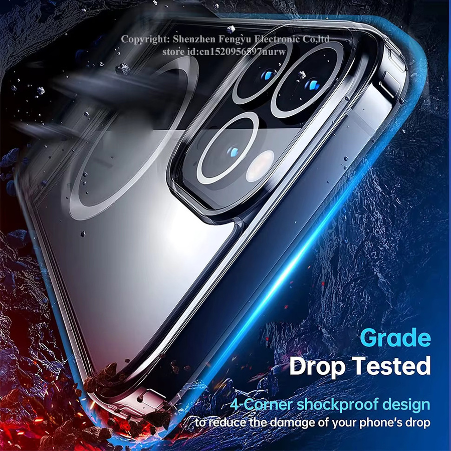 UYUXIO Magnetische Schutzhülle für iPhone 17 16 15 14 Pro Max, transparente Stoßfeste Hülle mit klappbarem Metallständer - Bild 2