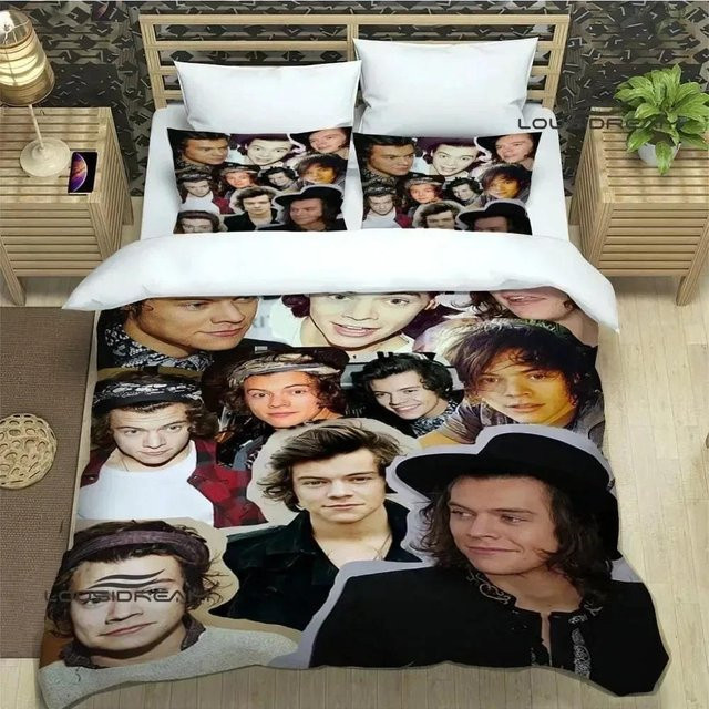 Harry Styles Bettwäsche-Set aus Mikrofaser mit Motiv, 2-teilig, Mehrfarbig, Breite: 70 cm, Länge: 133 cm - Bild 1