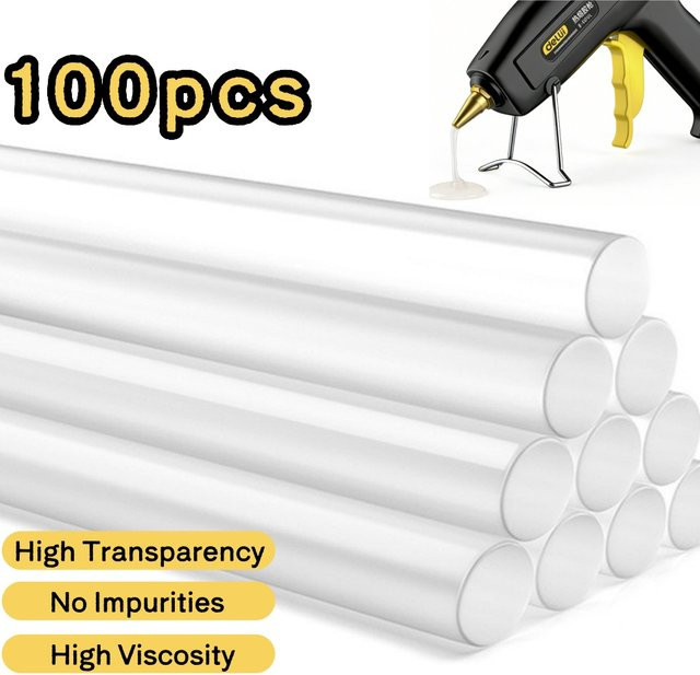 100 Stück transparente Heißklebestifte für Handwerk und DIY-Reparaturen, temperaturbeständig, Durchmesser: 7 mm und 11 mm - Bild 1