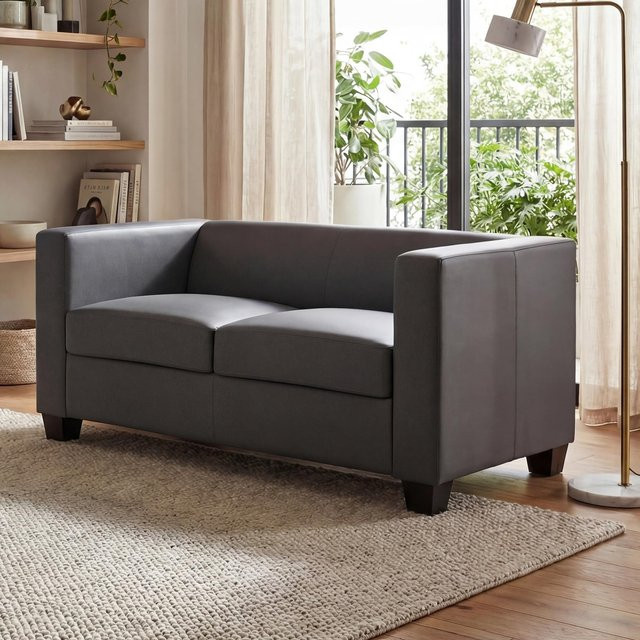 2er Sofa Lille von MCW aus Kunstleder in Dunkelgrau - Bild 1