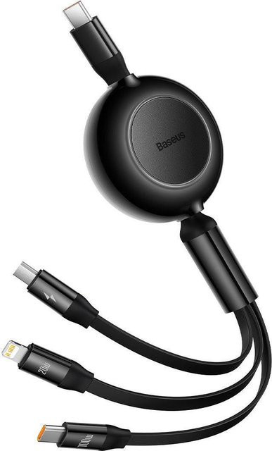 Baseus Bright Mirror 2 USB-Anschluss Kabel mit Typ-C, Micro-USB und Lightning Anschlüssen, 1,1 m Länge, Schwarz - Bild 1