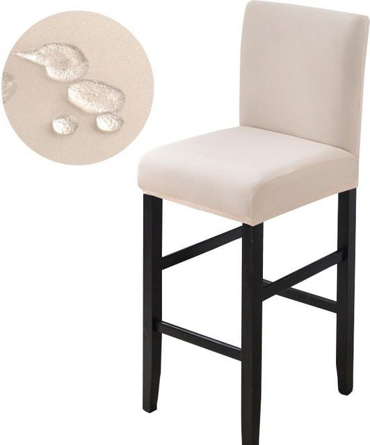 Coolazy Wasserdichte Barhockerbezüge aus Stretch-Material mit kurzer Rückenlehne, beige - Bild 1