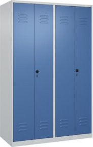C+P PSA Doppel-Spind Classic PLUS mit 4 Abteilen, Grau und Blau, Sicherheits-Drehriegel, B/T/H: 120 x 50 x 185 cm - Bild 1