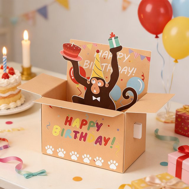 Lustige Affe 3D Pop-Up Karte ZQNYCY für Kinder Geburtstag und besondere Anlässe, Mehrfarbig - Bild 1