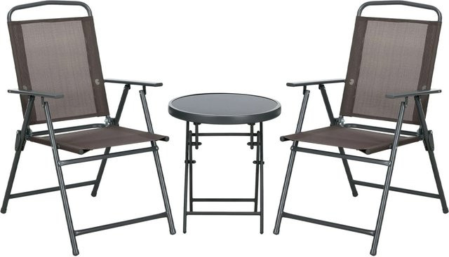 Furnicato 3-teiliges Bistro-Set aus Metall in Braun, wetterfest und klappbar - Bild 1