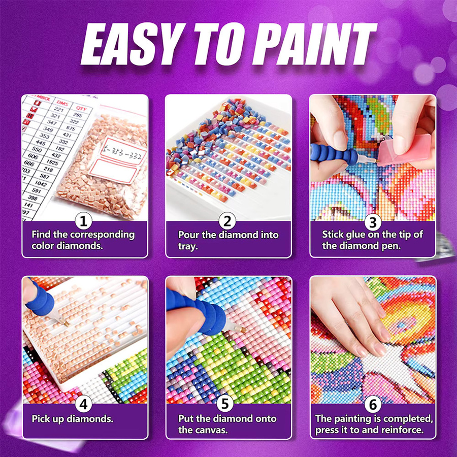 MomoArt DIY Diamant-Mosaik Foto Bastelset für Erwachsene, personalisiertes Kunst Diamantmalerei Set in Multicolour - Bild 3