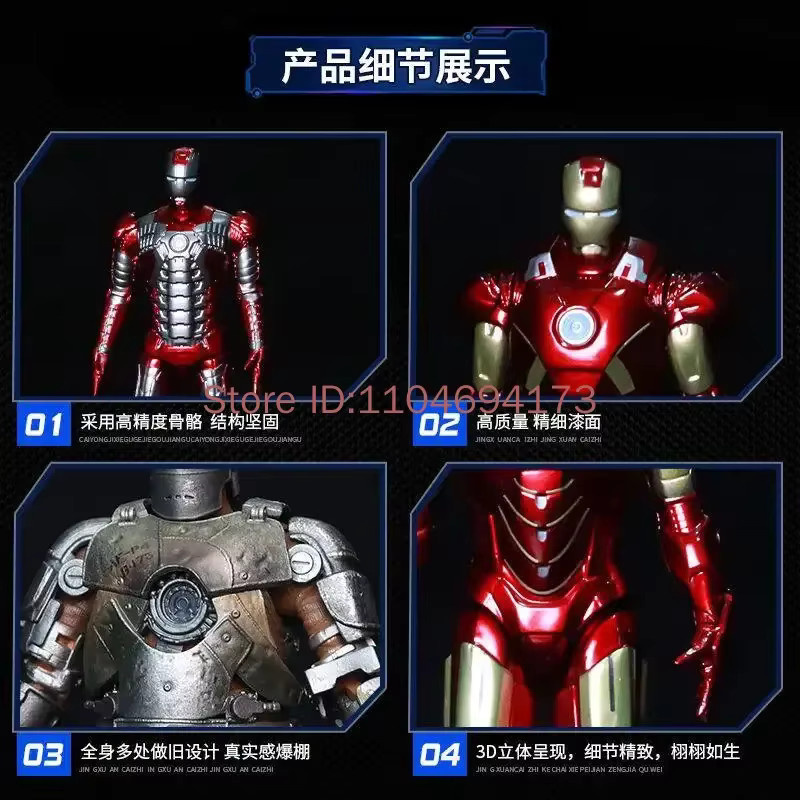 Hot Toys Marvel Jubiläums-Serie Iron Man Sammelfigur, Mk1-Mk7, mit Standfuß - Bild 2