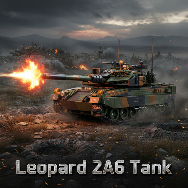 M MENBIS Militär-Serie Leopard 2A6 Schwerer Panzer, Baustein-Sets, 903 Teile - Bild 1