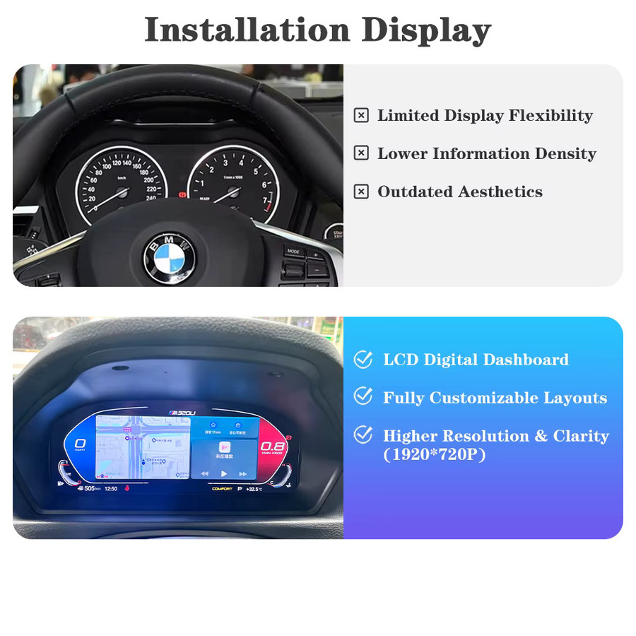 AUTOTOP 11 Zoll Linux Wireless CarPlay Virtuelles Cockpit für BMW 3er E90 E91 E92 E93 mit Android Auto und Bluetooth in Schwarz - Bild 2