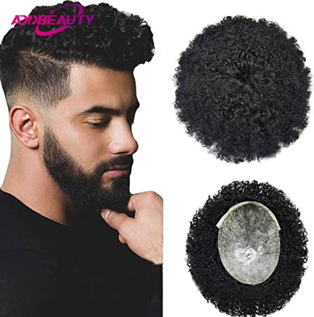 Addbeauty Herren-Kapillarprothese, Echthaar, lockig, indisches Remy-Haar - Bild 1
