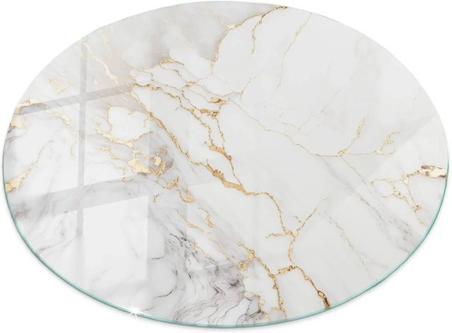 Tulup Couchtischplatte aus Glas in Weiß mit Marmor-Optik, B/B: 60 x 60 cm - Bild 1