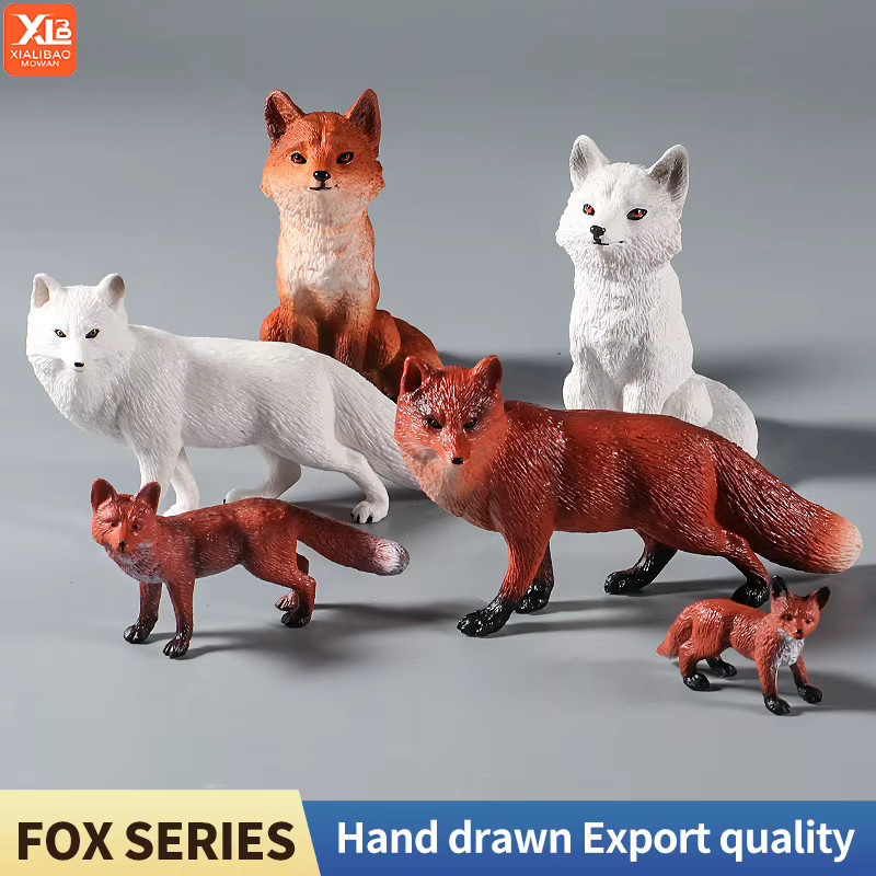 XIALIBAOMOWAN Arktischer Fuchs und rote Füchse Figuren Set, Waldtiere, Tiere - Bild 3