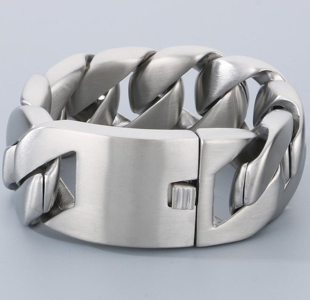 TrustyLan Jewelry Herrenarmband, Panzerkette, Edelstahl, Silber, 21,5 cm - Bild 1