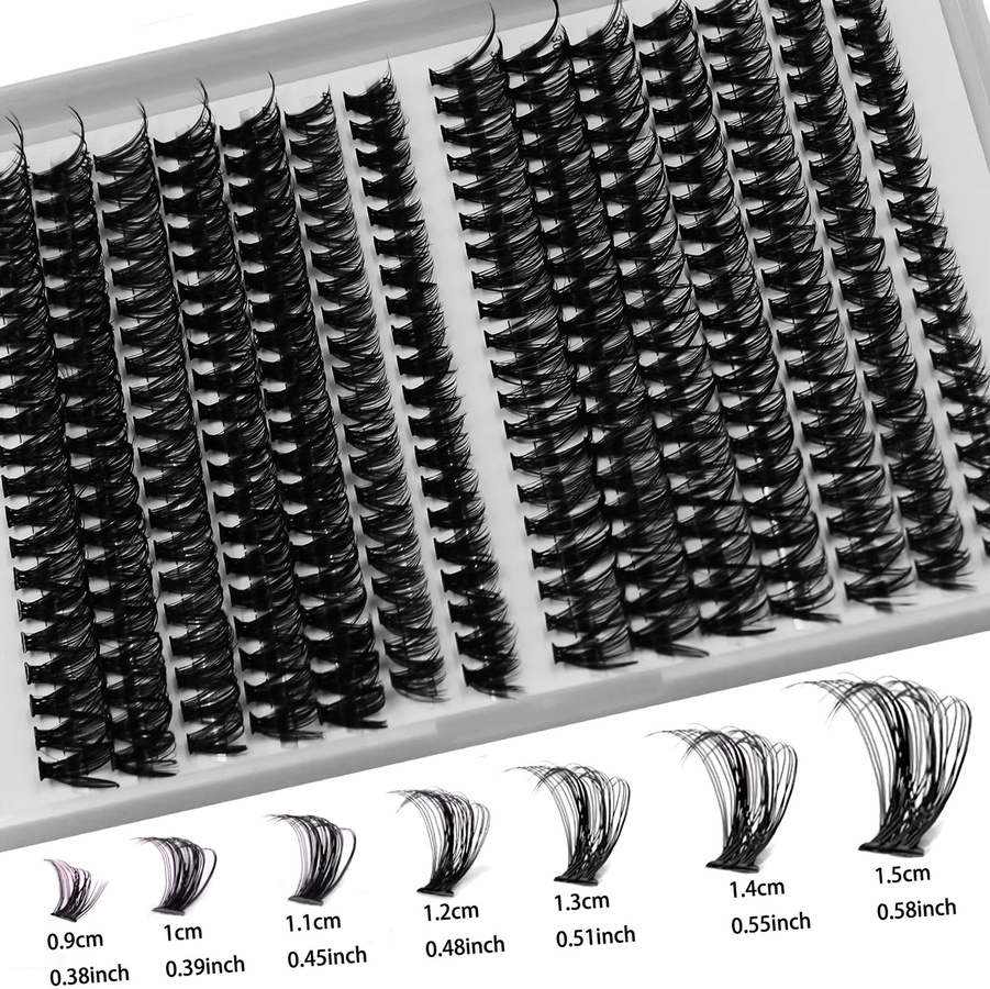 JIEFUXIN Cluster Wimpern, 280 Stück, Schwarz, 9-15mm, Unisex - Bild 3