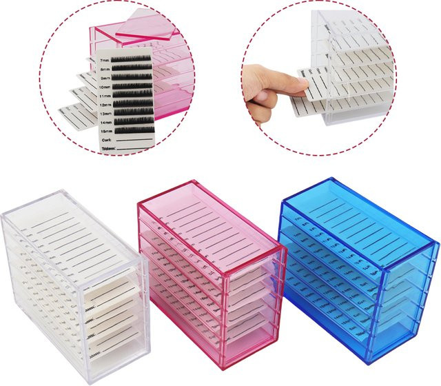 Butyselon Wimpernorganizer Box, 5-Schichten, Transparent, mit Skalenetiketten - Bild 1