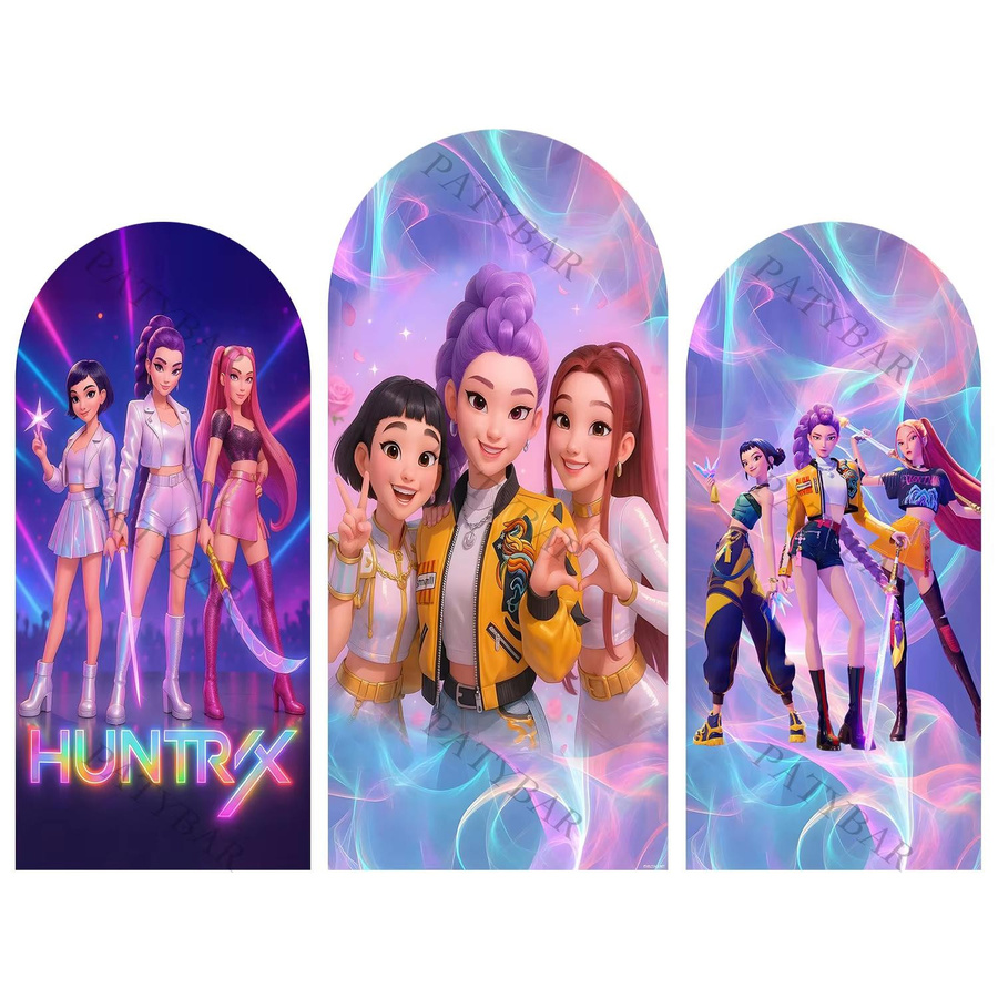 Zweiseitiger Kpop Dämonenjäger Bogen Hintergrund für Musikkonzerte und Partys, B/H: 150 x 65 cm, Mehrfarbig - Bild 5