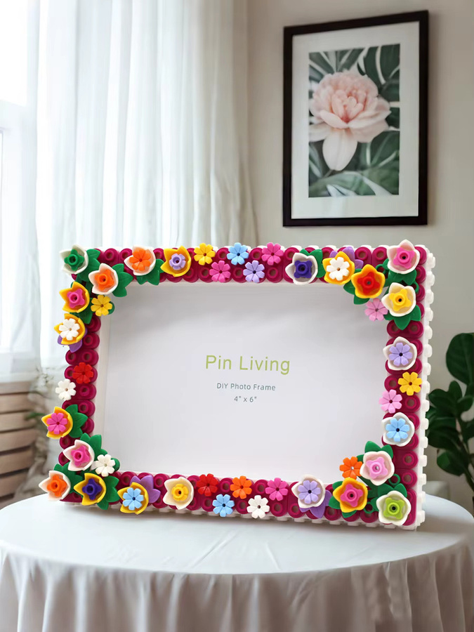 PinLiving DIY Baustein-Blumen-Bilderrahmen als Erinnerungsalbum für 4R und 5R Fotos, Mehrfarbig - Bild 4
