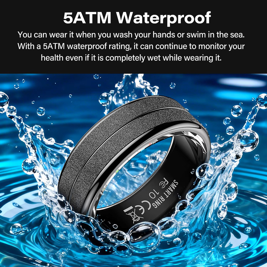 Uhoofit Smart Ring Gold mit KI-Gesundheitsanalyse, Herzfrequenzmessung und Körpertemperatur für Damen und Herren, 5ATM wasserdicht mit Multi-Sport-Modi und Gestensteuerung - Bild 3