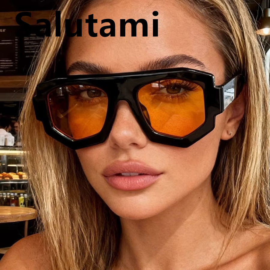 Salutami Sonnenbrille, quadratisch, Vollrand, Kunststoff, Unisex, schwarz-gelb - Bild 2