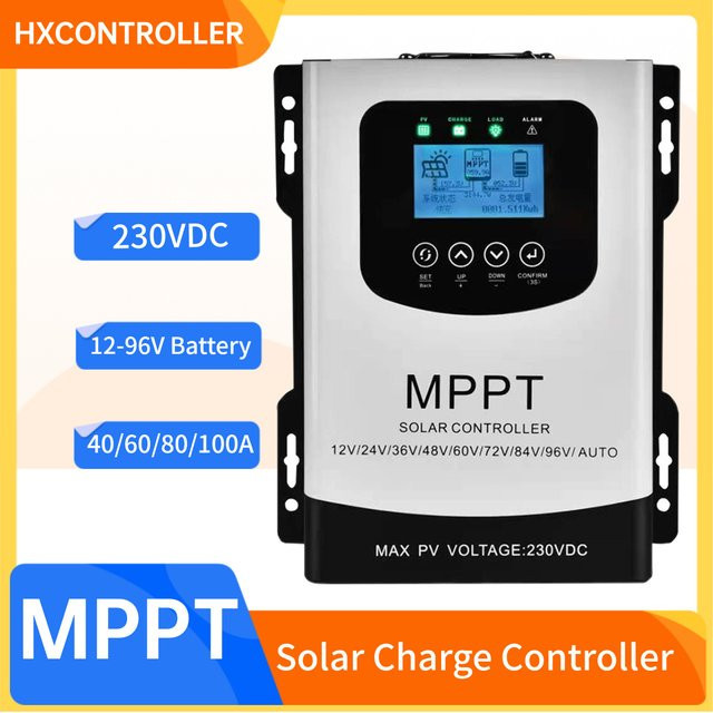 HXCONTROLLER MPPT Solarladeregler für 12-96V Batterien, 230VDC, 40A-100A (9600W/4800W/2400W) in Weiß - Bild 1