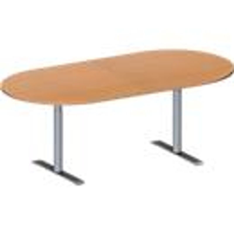 Schäfer Shop Genius Konferenztisch MODENA FLEX, oval, T-Fuß Rundrohr, Buche und Weißaluminium, B: 200 cm, T: 100 cm, H: 65-85 cm - Bild 2