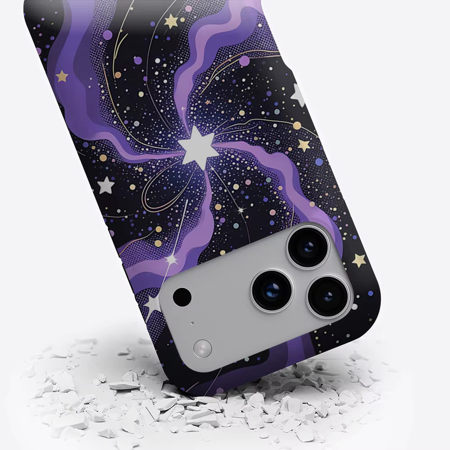 Potdemiel Aurea Case Matte Bumper MagSafe Schutzhülle für iPhone 13 bis 17 Pro Max, Stoßfeste PC Hülle, Lila Stern Vortex - Bild 3
