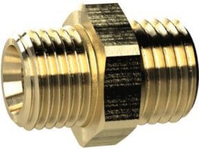 Riegler Doppelgewindenippel aus Messing in Gold, M14x1,5 a. / M14x1,5 a., SW 17 - Bild 1
