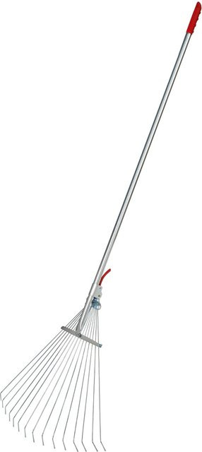 Fächerbesen mit 15 Zinken und Teleskopstiel in Silber aus Metall und Kunststoff - Bild 1